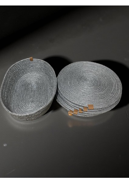 7 Parça Antrasit Jüt Supla / Amerikan Servis Lux Sunum Tabak Altlığı fiyatları