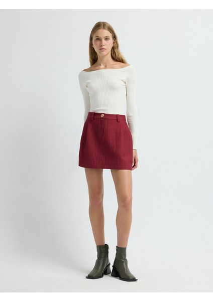 Kapitone Mini Etek Bordo 12745536000