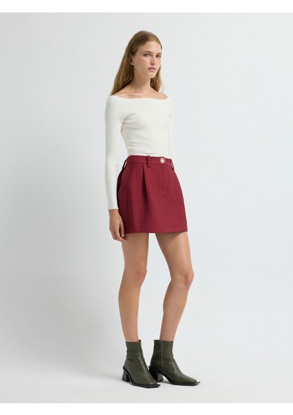 Kapitone Mini Etek Bordo 12745536000 indirimleri