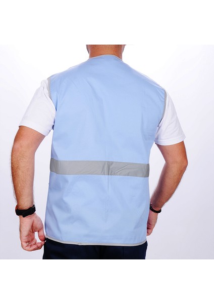 İşçi Çok Cepli Reflektörlü Alet Yeleği Mavi