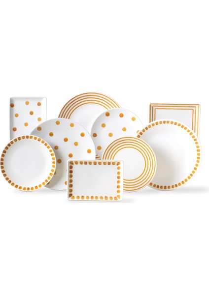 Faisceau 6 Kişilik 15 Parça Sunum Yemek Takımı - Sarı/beyaz