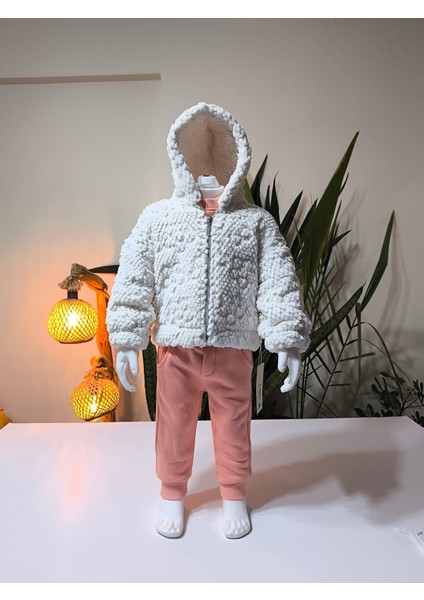 Kız Bebek Montlu Üçlü Takım (Omuzdan Çıtçıtlısweatshirt+ Polar Mont +Pantolon) fiyatları