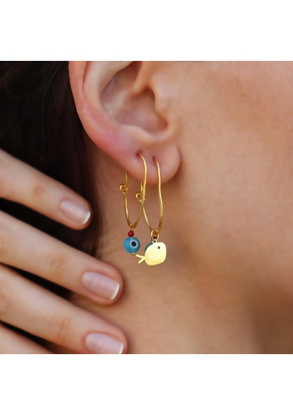 Balık Nazar Gold Gümüş Küpe