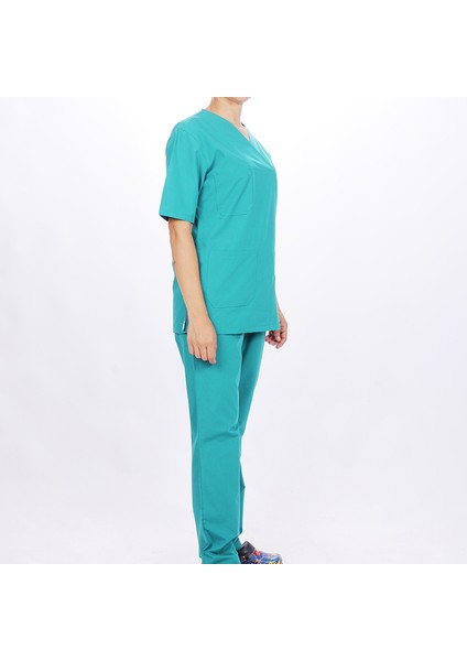 Kadın Muska Yaka Hemşire Forması Yeşil