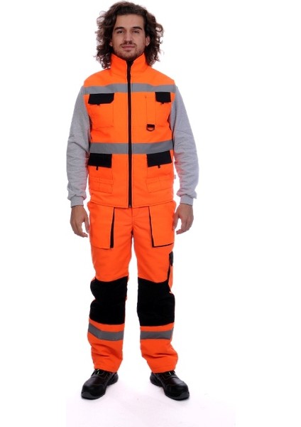 Çok Cepli Kapitoneli Yelek Turuncu indirimleri