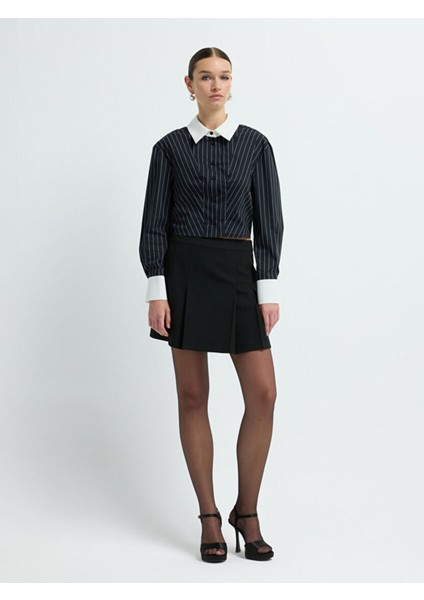 Pileli Mini Etek Siyah 12742952006 modelleri