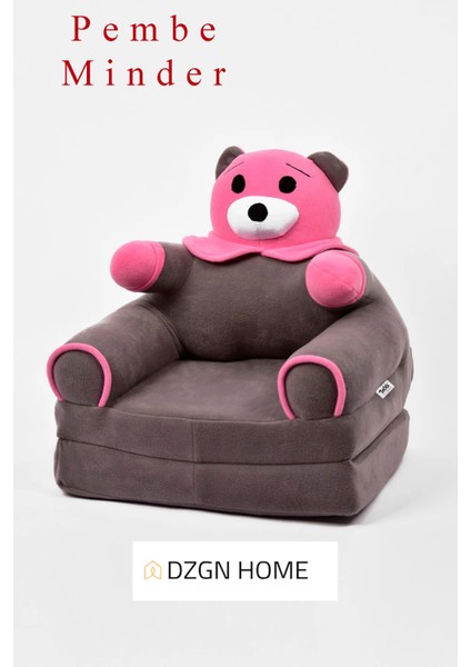 Portatif Taşınabilir Katlanabilir Sünger Ayıcık Koltuk- Çocuk Koltuğu - Pudra