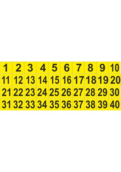 Kişiye Özel Masa Dolap Sayı Numara Sticker Folyo 1'den 100'E Kadar 5x5 cm