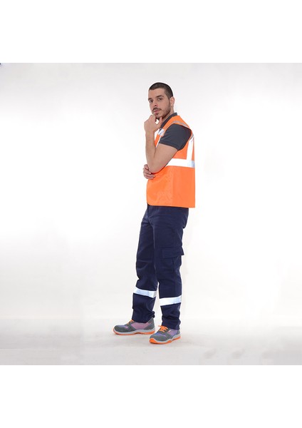 Reflektörlü Mühendis Yelek Turuncu