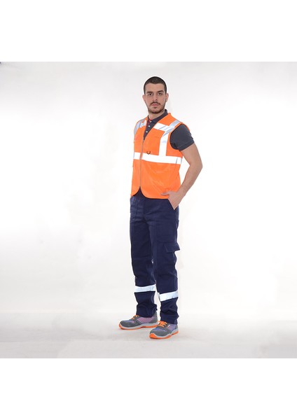 Reflektörlü Mühendis Yelek Turuncu