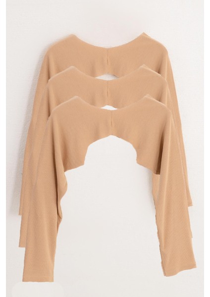 Pınkmark Kadın Içe Giyilen Tesettür Bej 3 Lü Paket Bolero Bluz Kolluk MCPMBL25647 indirimleri