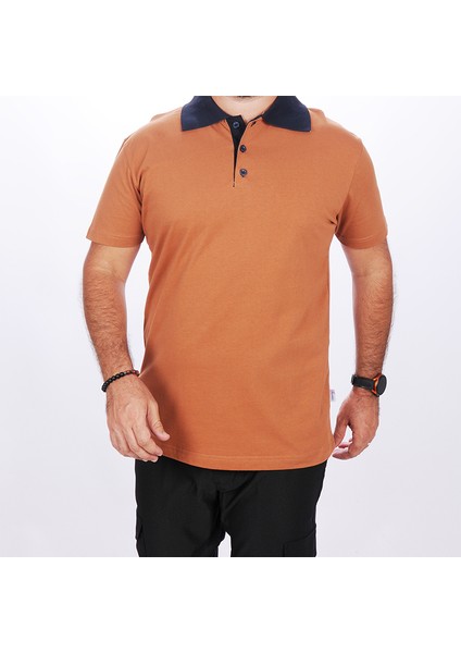 Polo Yaka Tişört Kahve-Lacivert Yakalı fırsatları