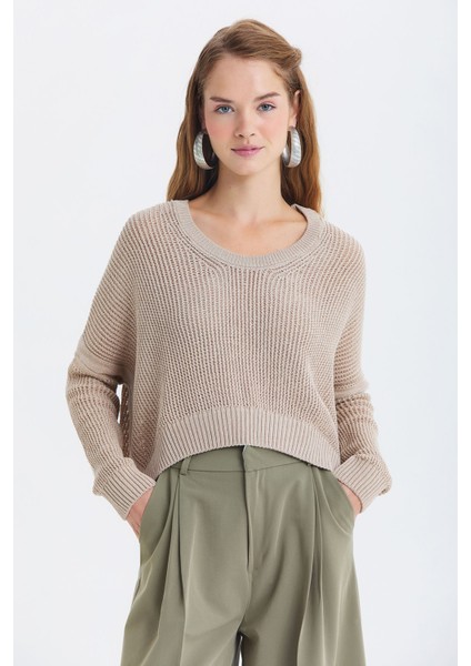 Salaş Triko Basic Bohem Kazak Bej