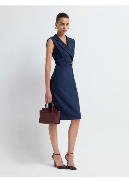 Kruvaze Kolsuz Elbise Lacivert 12444224001 fırsatları