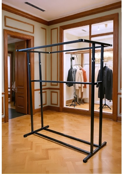 Premium 150 cm Çelik Konfeksiyon En 125 cm Elbise Askılık Tekerlekli Demonte Eşek Portmanto Hanger Rack fiyatları