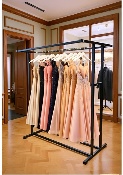 Premium 150 cm Çelik Konfeksiyon En 125 cm Elbise Askılık Tekerlekli Demonte Eşek Portmanto Hanger Rack fırsatları