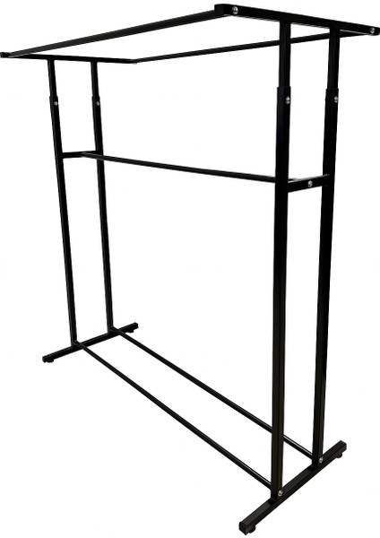 Premium 150 cm Çelik Konfeksiyon En 125 cm Elbise Askılık Tekerlekli Demonte Eşek Portmanto Hanger Rack