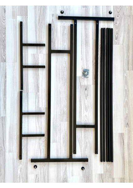 Premium 150 cm Çelik Konfeksiyon En 125 cm Elbise Askılık Tekerlekli Demonte Eşek Portmanto Hanger Rack