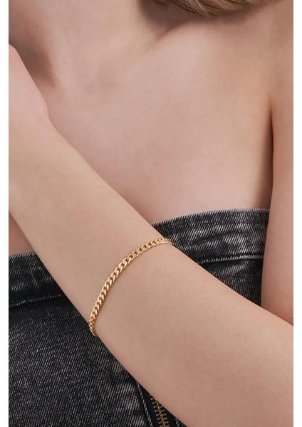Çelik Gold Ezme Zincir Bileklik modelleri