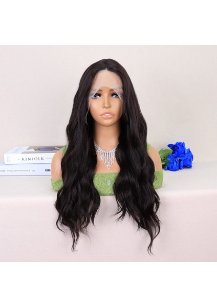 Koyu Kahverengi Su Dalgalı Yoğun Tül Peruk