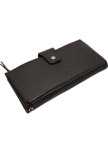 Hakiki Deri El ve Omuz Askılı El Bandlı ve Telefon Bölmeli Kadın Cüzdanı - Kahverengi fiyatları