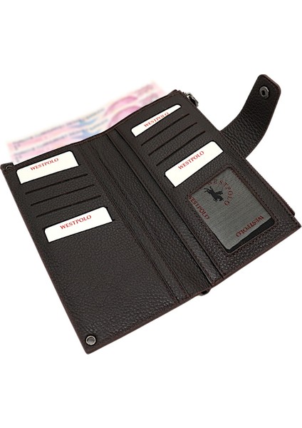 Hakiki Deri El ve Omuz Askılı El Bandlı ve Telefon Bölmeli Kadın Cüzdanı - Kahverengi modelleri