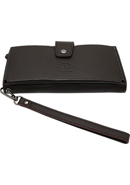Hakiki Deri El ve Omuz Askılı El Bandlı ve Telefon Bölmeli Kadın Cüzdanı - Kahverengi fırsatları