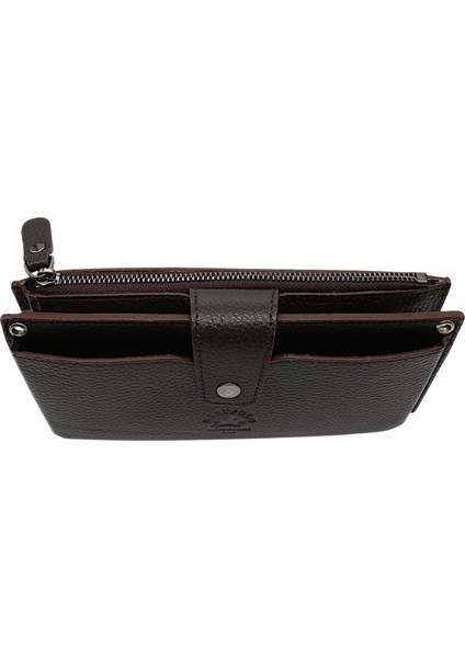 Hakiki Deri El ve Omuz Askılı El Bandlı ve Telefon Bölmeli Kadın Cüzdanı - Kahverengi indirimleri