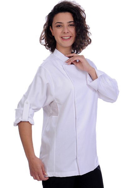 Unisex Aşçı Ceket Koltuk Altı Fileli Beyaz