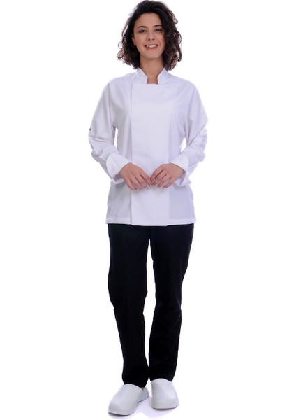 Unisex Aşçı Ceket Koltuk Altı Fileli Beyaz