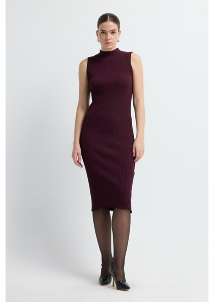 Kolsuz Balıkçı Triko Elbise Bordo 12445317000
