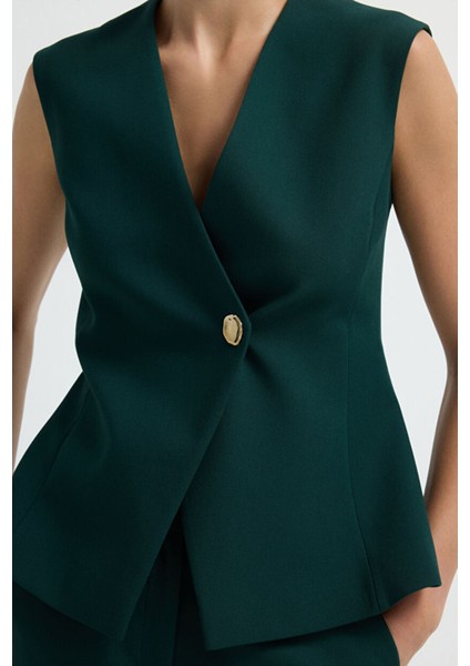 Metal Aksesuarlı Kolsuz V Yaka Yelek Yesil 17944866001 fiyatları