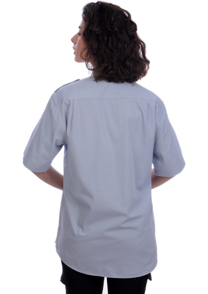Güvenlik Gömlek Klasik Yaka Kısa Kol Gri