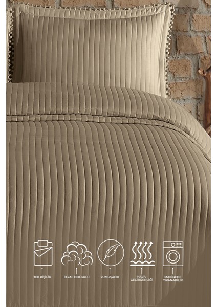 Florita Yatak Örtüsü Takımı Tek Kişilik (180x240 cm) Bej