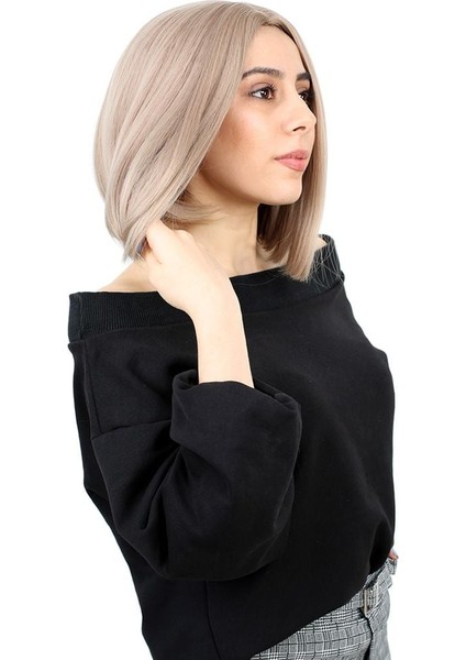 Kahkülsüz Düz Kısa Fiber Sentetik Peruk / Küllü Bebek Sarı fiyatları