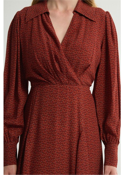 Desenli Uzun Kollu Elbise Emp.bordo 124L9653000 fiyatları