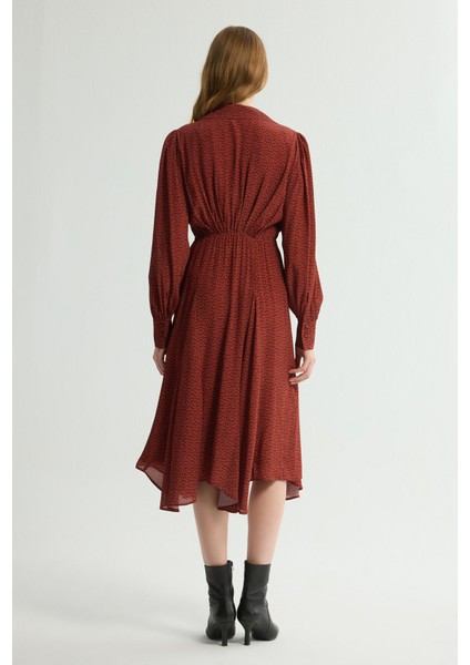 Desenli Uzun Kollu Elbise Emp.bordo 124L9653000 fırsatları