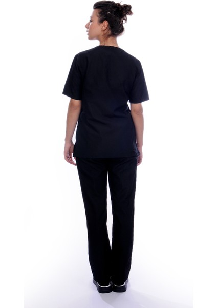 Kadın Muska Yaka Hemşire Forması Siyah