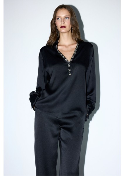 Uzun Kollu Gömlek Siyah 13044355001 fırsatları