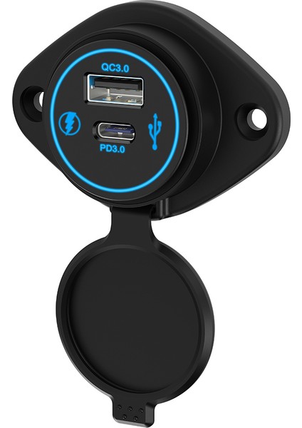 Dc 12V 24V Panel Montaj 3 USB Bağlantı Noktaları 2 Usb-Bir 3.1A + Tip-C Pd3.0 Araç Şarj Soketi