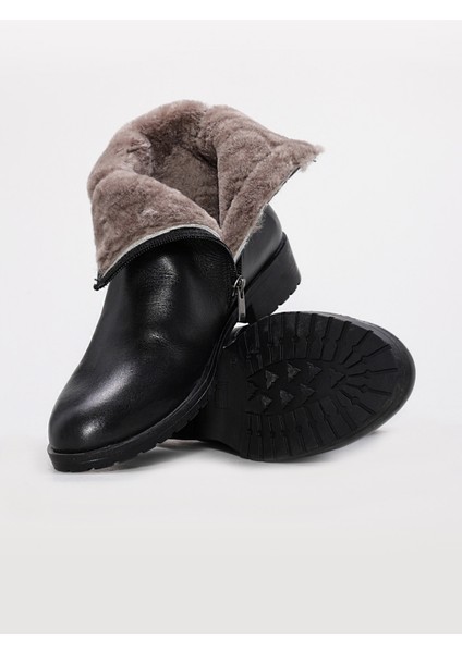 Hakiki Deri Kürklü Kadın Klasik Bot 257KZA630
