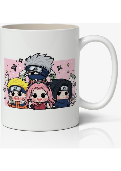 Naruto Karakterler Anime Baskılı Beyaz Kupa Bardak