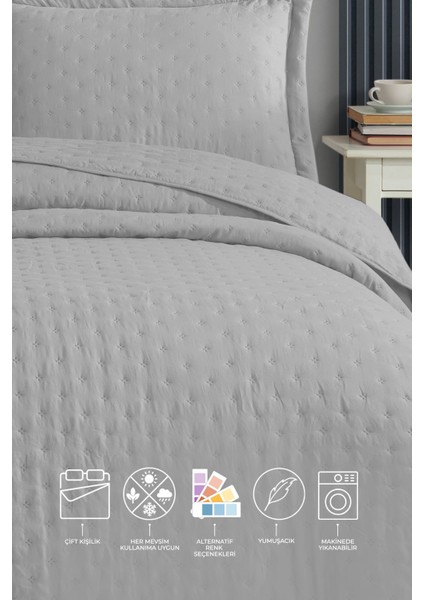 Helena Yatak Örtüsü Çift Kişilik 3 Parça (240x260 cm) Taş