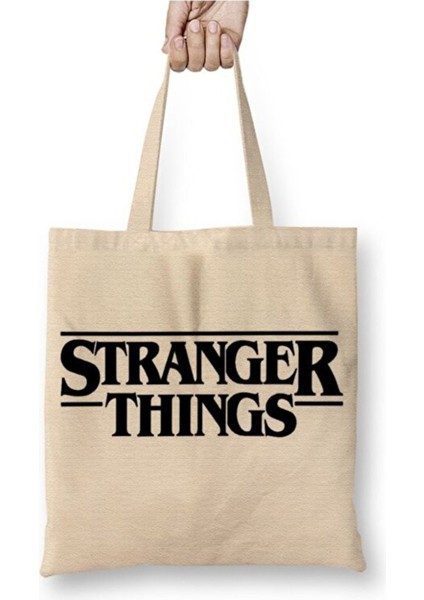 Stranger Things Logo Bez Çanta Uzun Saplı Alışveriş Çantası Plaj Çantası