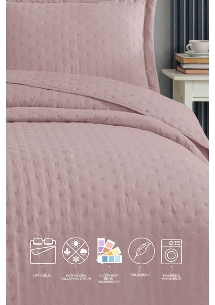 Helena Yatak Örtüsü Çift Kişilik 3 Parça (240x260 cm) Pudra