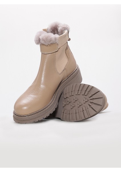 Hakiki Deri Kürklü Kadın Klasik Bot 257KZA622