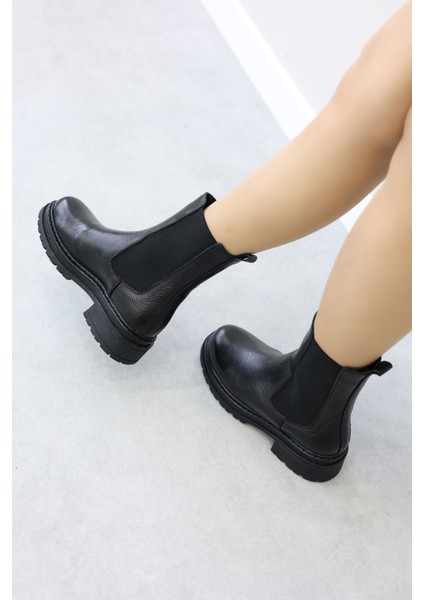 Hakiki Deri Kürklü Kadın Klasik Bot 257KZA622 indirimleri