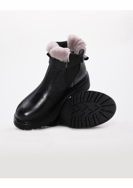 Hakiki Deri Kürklü Kadın Klasik Bot 257KZA622