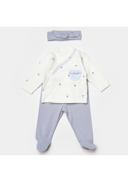 Biorganic Love Floral 3 Parça Zıbın Seti 73346 Ekru Lila