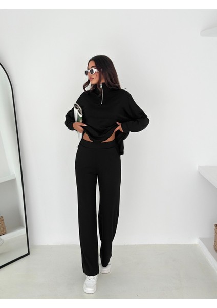 Kadın Fermuarlı Rahat Kesim 2'li Eşofman Takımı - Günlük ve Şık Kombin